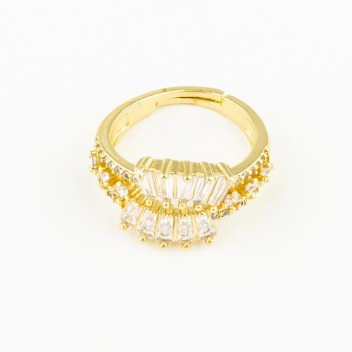 Cubic Zirconia Micro Pave Brass Ring, fashion jewelry & Unisex & micro pave cubic zirconia, golden, 22x21mm, Sold By PC