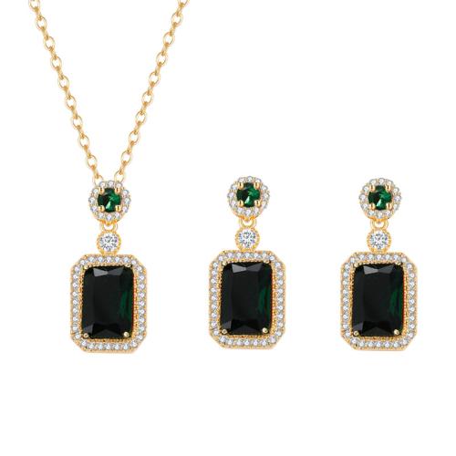 Brass Jewelry Set, with 5cm extender chain, different styles for choice & for woman & with rhinestone, more colors for choice, 14x28mm, Length:Approx 40 cm, Sold By PC