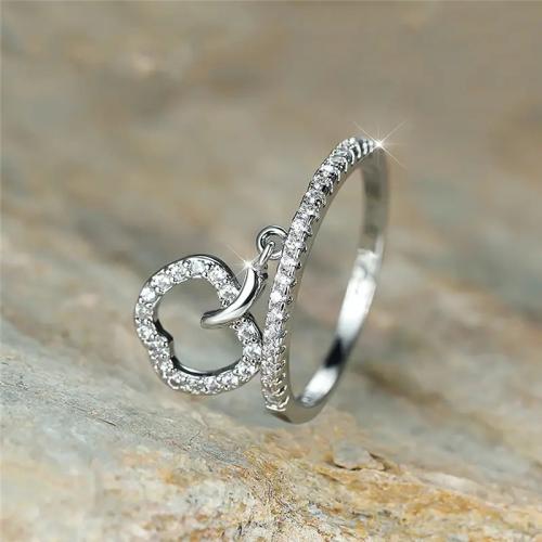 Cúbicos Circonia Micro Pave anillo de latón, metal, Manzana, diverso tamaño para la opción & micro arcilla de zirconia cúbica & para mujer, más colores para la opción, Vendido por UD