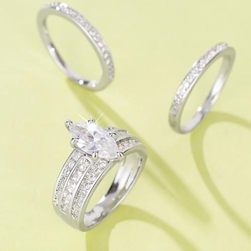 Fashion Brass Ring Set, three pieces & different size for choice & micro pave cubic zirconia & for woman, Sold By Set