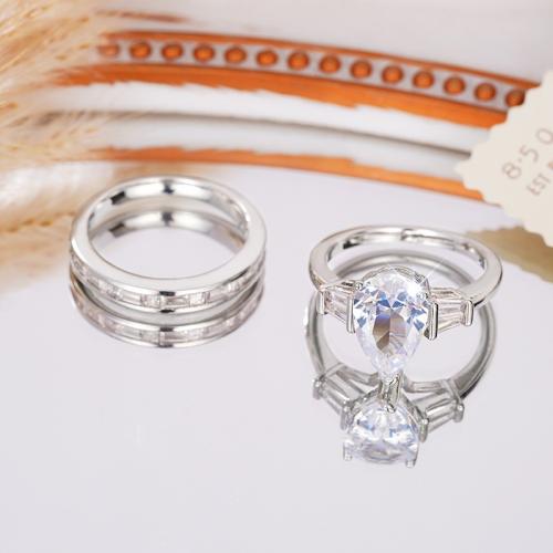 Mode Messing Ring Set, 2 Stück & verschiedene Größen vorhanden & Micro pave Zirkonia & für Frau, verkauft von setzen