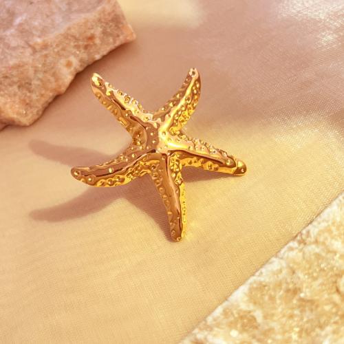 Stainless Steel Finger Ring, 304 Stainless Steel, Starfish, fashion jewelry & for woman, golden, Sold By PC