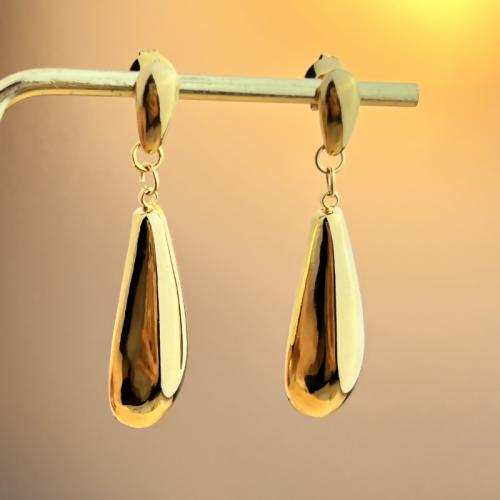 Stainless Steel Drop Earring, 304 Stainless Steel, fashion jewelry & for woman, golden, 46x11mm, Sold By Pair