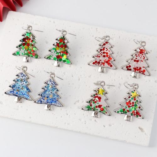 Resin Earring, with 304 Stainless Steel & Tibetan Style, Christmas Tree, epoxy gel, fashion jewelry & different styles for choice & for woman, 33x27mm, 6Pairs/Bag, Sold By Bag