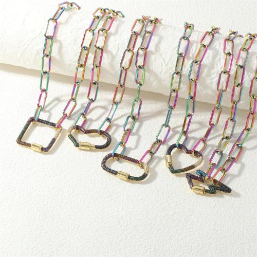 Cubic Zircon Micro Pave Brass Necklace, with 5cm extender chain, colorful plated, Different Shape for Choice & fashion jewelry & micro pave cubic zirconia & for woman, more colors for choice, nickel, lead & cadmium free, Length:Approx 35 cm, Sold By PC