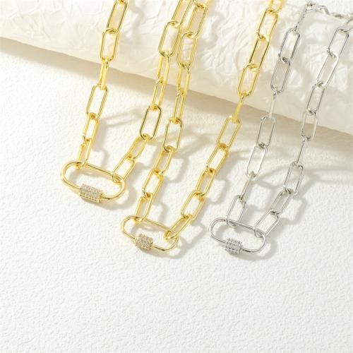 Collier en laiton cubique Zircon Micro Pave, avec 5cm chaînes de rallonge, Placage, bijoux de mode & unisexe & pavé de micro zircon, plus de couleurs à choisir, protéger l'environnement, sans nickel, plomb et cadmium, Longueur:Environ 35 cm, Vendu par PC