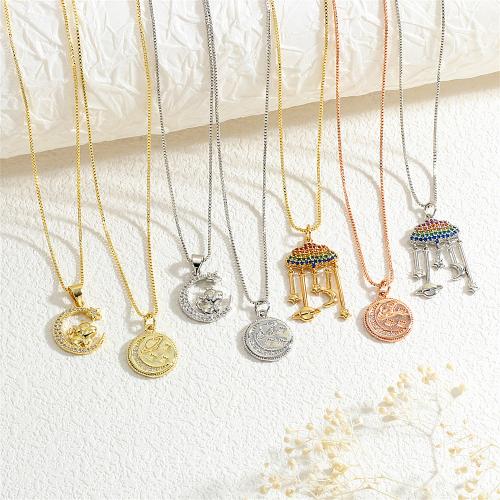 Collier en laiton cubique Zircon Micro Pave, Placage, Forme différente pour le choix & Réglable & bijoux de mode & pavé de micro zircon & pour femme, plus de couleurs à choisir, protéger l'environnement, sans nickel, plomb et cadmium, Longueur:Environ 35-45 cm, Vendu par PC