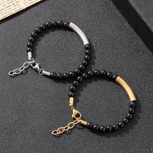 Stainless Steel Jewelry Bracelet, 304 Stainless Steel, with Black Agate, plated, for man, more colors for choice, Sold By PC