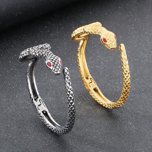 Stainless Steel Bangle, 304 Stainless Steel, Snake, plated, for man & with rhinestone, more colors for choice, Sold By PC