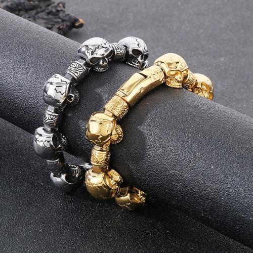 Stainless Steel Jewelry Bracelet, 304 Stainless Steel, Skull, plated, for man, more colors for choice, Sold By PC