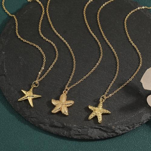 Brass Necklace, Starfish, gold color plated, different styles for choice & for woman, more colors for choice, nickel, lead & cadmium free, Sold By PC