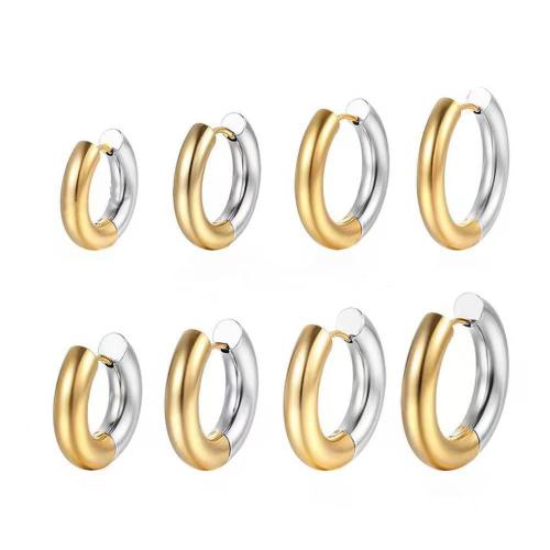 Stainless Steel Hoop Earring, 304 Stainless Steel, plated, different size for choice & for woman & two tone, Sold By PC