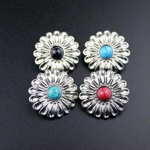 Tibetan Style Shank Button, with Plastic, Flower, plated, DIY, more colors for choice, 30mm, Inner Diameter:Approx 5mm, Sold By PC