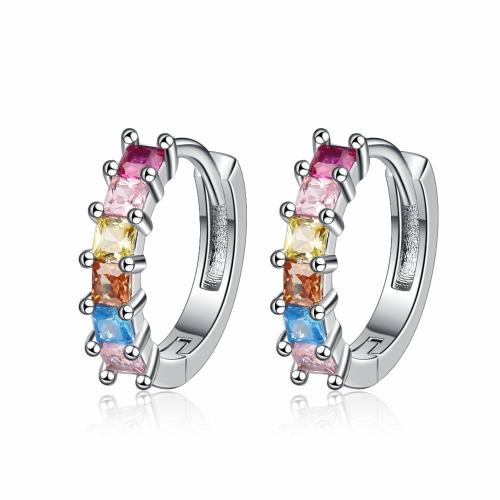 Boucles d'oreilles en laiton zircon cubique pavent, Placage, pavé de micro zircon & pour femme, plus de couleurs à choisir, 12x3mm, Vendu par paire