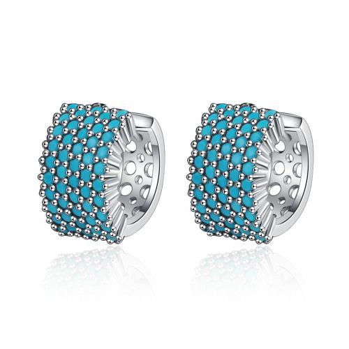 Cubic Zirconia Micro Pave Brass Earring, plated, micro pave cubic zirconia & for woman, more colors for choice, 15x9mm, Sold By Pair