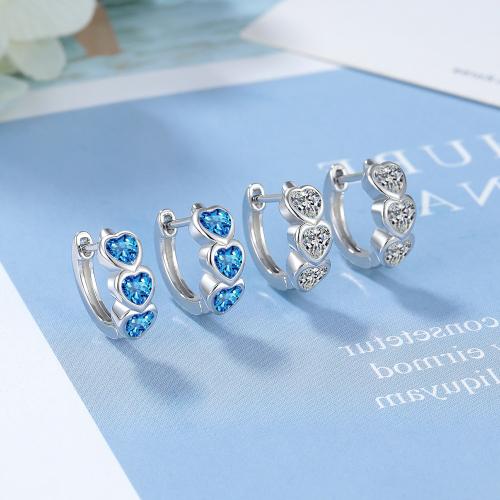 Boucles d'oreilles en laiton zircon cubique pavent, coeur, Placage, pavé de micro zircon & pour femme, plus de couleurs à choisir, 15x5mm, Vendu par paire