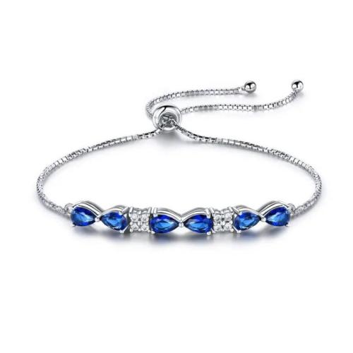 Cúbicos Circonia pulsera Latón Micro pavimenta, metal, chapado, micro arcilla de zirconia cúbica & para mujer, color de platina, longitud:aproximado 25 cm, Vendido por UD