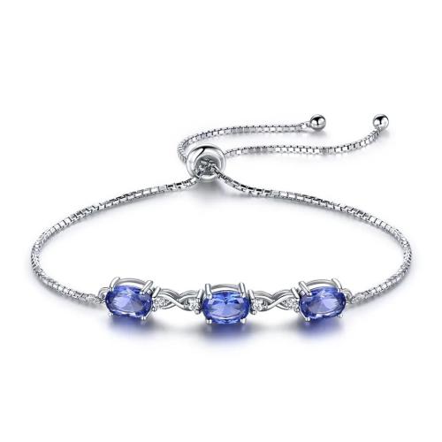 Befestiger Zirkonia Messing Armband, plattiert, Micro pave Zirkonia & für Frau, Platin Farbe, Länge:ca. 24 cm, verkauft von PC