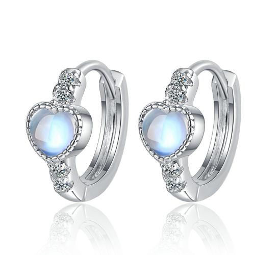 Boucles d'oreilles en laiton zircon cubique pavent, avec pierre gemme, Placage, pavé de micro zircon & pour femme, couleur platine, 13x5mm, Vendu par paire