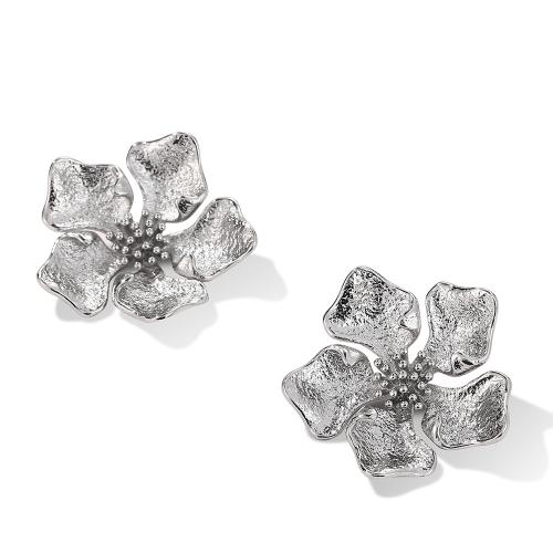 Brass Stud Earring, petals, plated, for woman, more colors for choice, 27mm, Sold By Pair