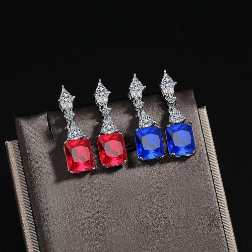 Boucles d'oreilles en laiton zircon cubique pavent, Placage, pavé de micro zircon & pour femme, plus de couleurs à choisir, 30mm, Vendu par paire