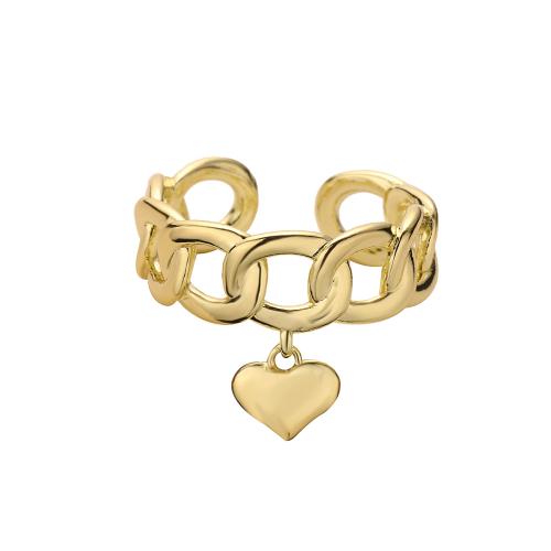 Anillo de dedo de latón, metal, Corazón, chapado, para mujer, dorado, Vendido por UD