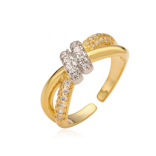 Cubic Zirconia Micro Pave Brass Ring, plated, micro pave cubic zirconia & for woman, gold, Sold By PC