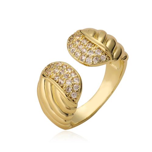 Cubic Zirconia Micro Pave Brass Ring, plated, micro pave cubic zirconia & for woman, gold, Sold By PC