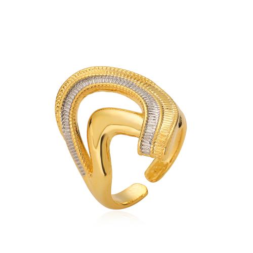 Cubic Zirconia Micro Pave Brass Ring, plated, micro pave cubic zirconia & for woman, gold, Sold By PC