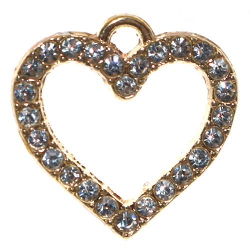 Tibetan Style Heart Pendants, plated, DIY & with rhinestone, golden, Sold By PC