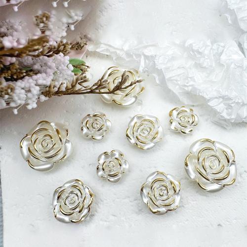 Perles bijoux en résine, avec Feuille d'or, vernis au four, DIY & normes différentes pour le choix, blanc, 10PC/lot, Vendu par lot