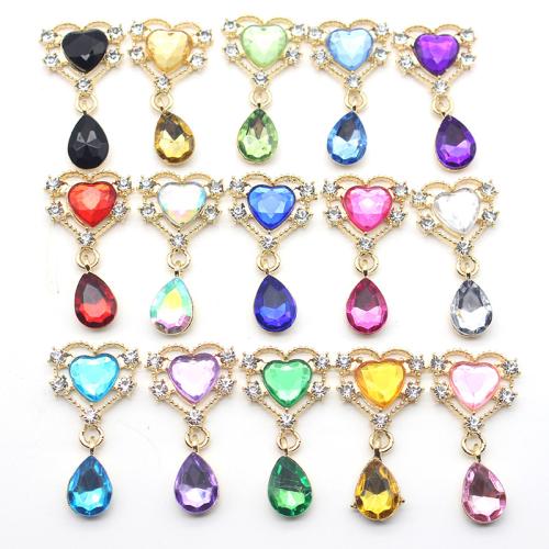 Jewelry Accessories, Tibetan Style, with Acrylic, plated, DIY & with rhinestone, more colors for choice, 22x42mm, Sold By PC