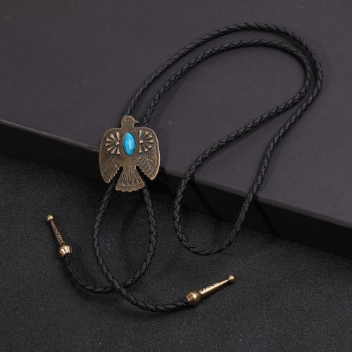 Collier de bijoux en alliage de zinc, avec turquoise & cuir PU, unisexe & styles différents pour le choix, plus de couleurs à choisir, Longueur:Environ 61-70 cm, Vendu par PC