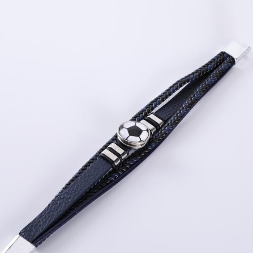 PU Leather Cord Bracelets, Tibetan Style, with PU Leather, handmade, fashion jewelry & for man, more colors for choice, Sold By PC