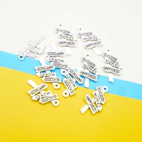 Tibetan Style Pendants, Signpost, antique silver color plated, DIY, 25x14mm, 100PCs/Bag, Sold By Bag