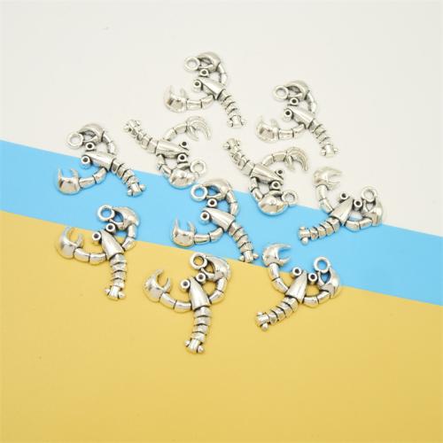 Tibetan Style Animal Pendants, Lobster, antique silver color plated, DIY, 28x24mm, 100PCs/Bag, Sold By Bag