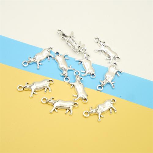 Tibetan Style Animal Pendants, Bull, antique silver color plated, DIY, 10x23x3mm, 100PCs/Bag, Sold By Bag