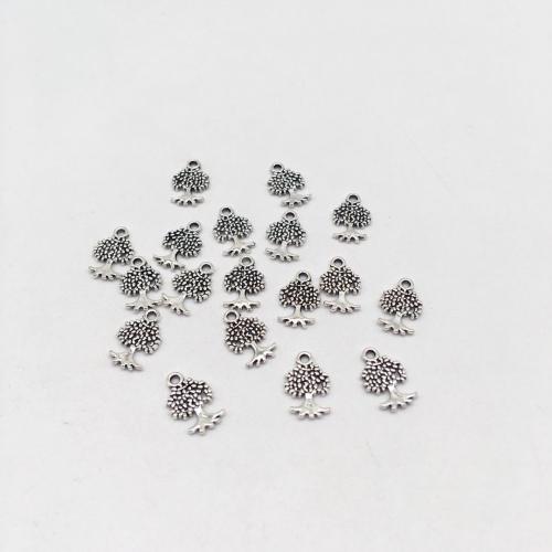 Zink-Aluminium-Anhänger, Zinklegierung, Baum, antik silberfarben plattiert, DIY, 13x8mm, 100PCs/Tasche, verkauft von Tasche