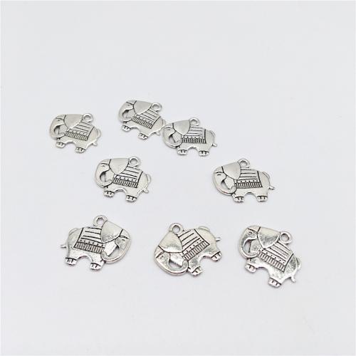 Tibetan Style Animal Pendants, Elephant, antique silver color plated, DIY, 19x21x1.50mm, 100PCs/Bag, Sold By Bag