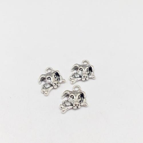 Tibetan Style Animal Pendants, Dog, antique silver color plated, DIY, 15x15x4mm, 100PCs/Bag, Sold By Bag