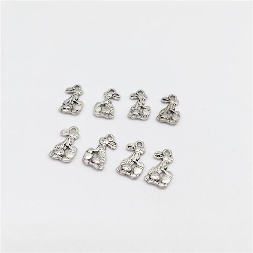 Zinklegierung Tier Anhänger, Hase, antik silberfarben plattiert, DIY, 10x17x2mm, 100PCs/Tasche, verkauft von Tasche