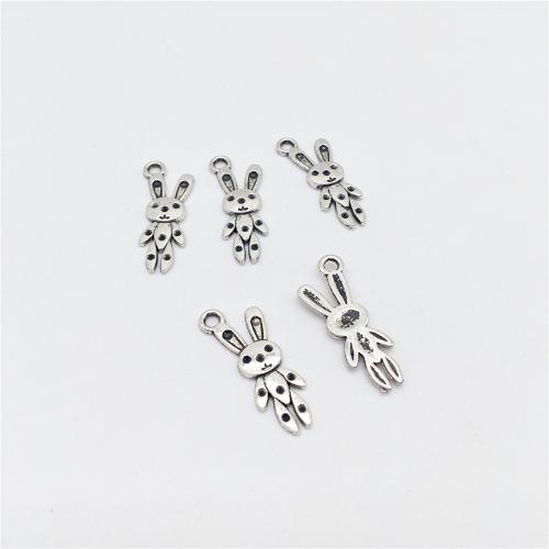 Tibetan Style Animal Pendants, Rabbit, antique silver color plated, DIY, 13x32x3mm, 100PCs/Bag, Sold By Bag