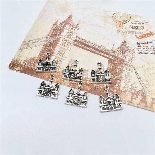 Tibetan Style Pendants, Castle, antique silver color plated, DIY, 21x8mm, 100PCs/Bag, Sold By Bag