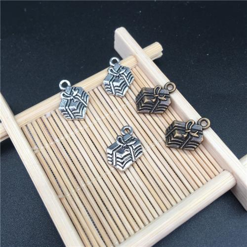 Tibetan Style Pendants, gift shape, plated, DIY, more colors for choice, 12x17mm, 100PCs/Bag, Sold By Bag