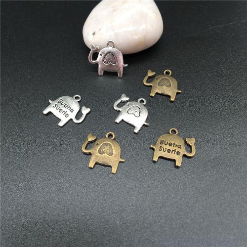 Tibetan Style Animal Pendants, Elephant, plated, DIY, more colors for choice, 15x13.50mm, 100PCs/Bag, Sold By Bag