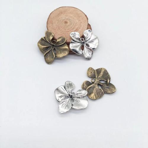 Tibetan Style Flower Pendants, plated, DIY, more colors for choice, 28x30x3mm, 100PCs/Bag, Sold By Bag