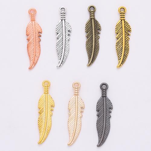 Tibetan Style Leaf Pendants, plated, DIY, more colors for choice, 27x7x2mm, 100PCs/Bag, Sold By Bag