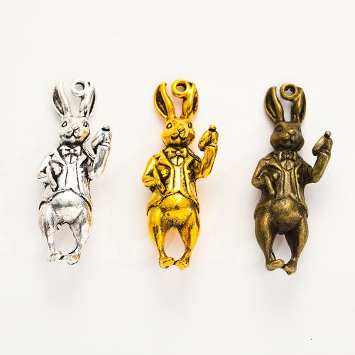 Tibetan Style Animal Pendants, Rabbit, plated, DIY, more colors for choice, 15x37x8mm, 100PCs/Bag, Sold By Bag