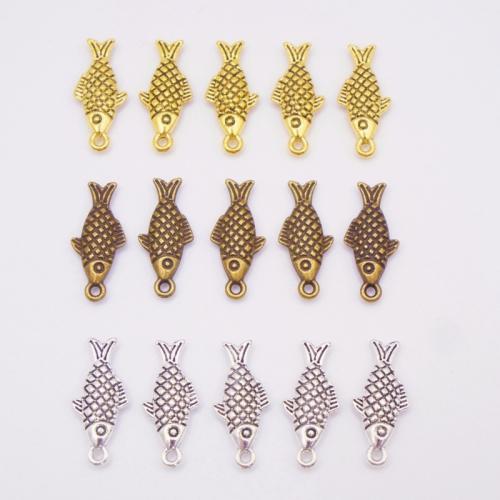 Tibetan Style Animal Pendants, Fish, plated, DIY, more colors for choice, 20x9mm, 100PCs/Bag, Sold By Bag