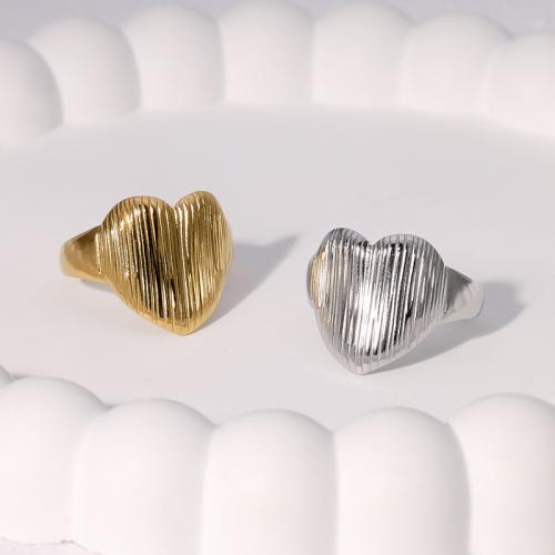 Stainless Steel Finger Ring, 304 Stainless Steel, Heart, fashion jewelry & for woman, more colors for choice, Sold By PC